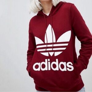 Adidas Originals Burgundy Trefoil Hoodie